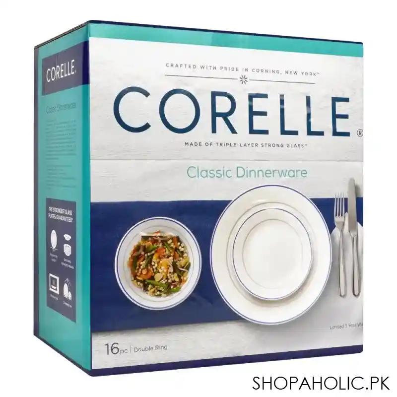 corelle classic dinnerware set, double ring 16 pack, 16s dbr ph image2