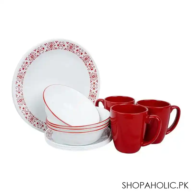 corelle classic dinnerware set, red trellis 16 pack, 16s rtl ph main image