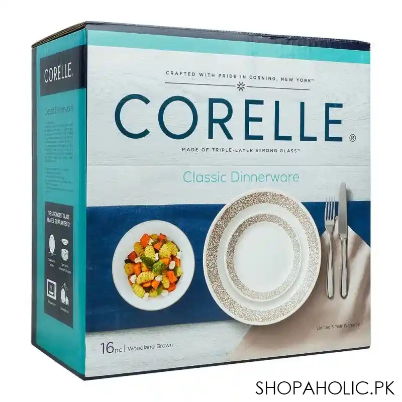 corelle classic dinnerware set, woodland brown 16 pack, 16s wdb ph image2