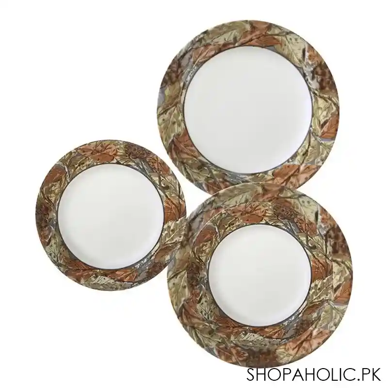 corelle impressions plate set, woodland leaves, 18 pieces main image