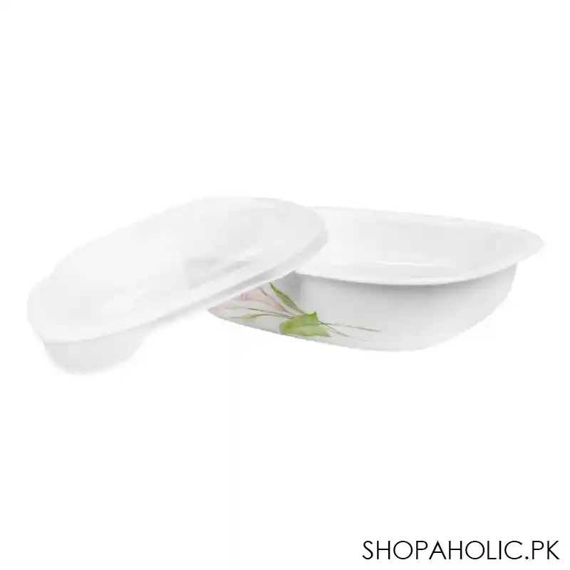 corelle oblong dish lilly ville with plastic cover, 1.89 liter, d 64 lv main image