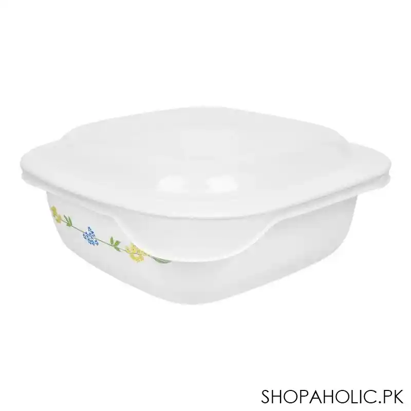 corelle square dish secret garden with plastic lid, 1.41 liter, 2 pack, d 48 sg image2