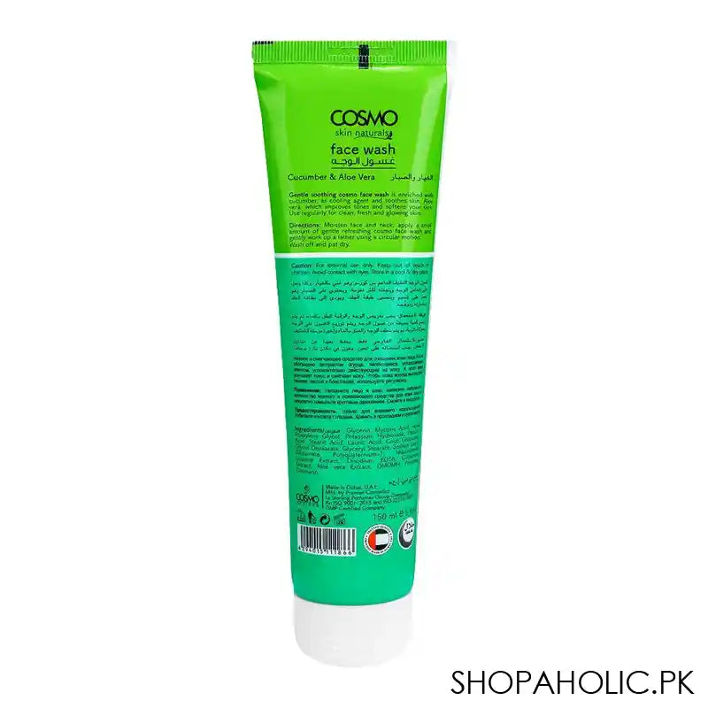 Cosmo Beauty Cucumber & Aloe Vera Face Wash, 150ml - Image 2