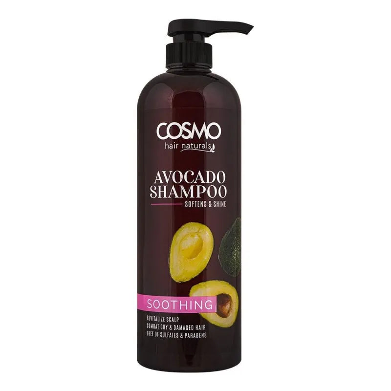 cosmo hair naturals avocado soothing shampoo, for combat dry & damaged hair 1000ml main image