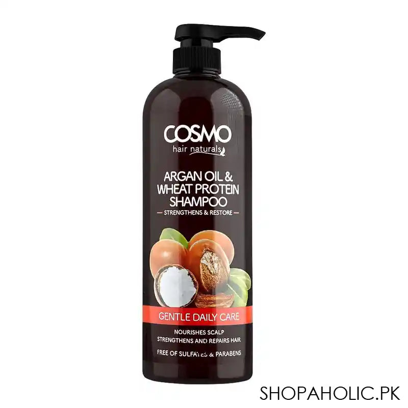 Cosmo Hair Naturals Gentle Daily Care Argan Oil & Wheat Protein Shampoo, Strengthens & Repairs Hair, 1000ml - Main Image