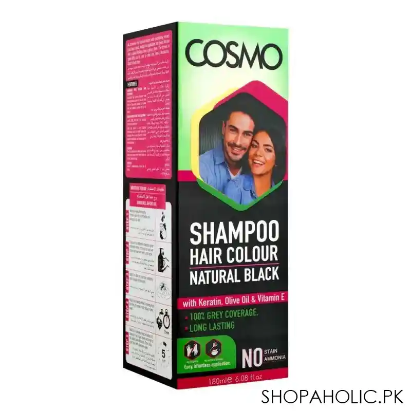 cosmo shampoo hair color, natural black, 180ml main image