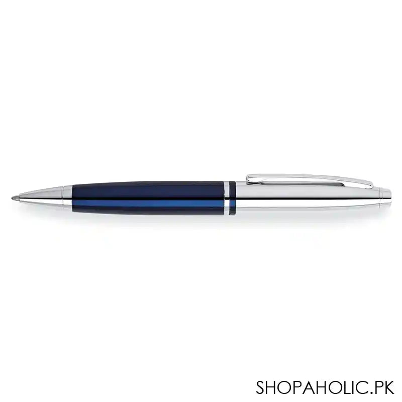 Cross Calais Chrome/Blue Lacquer Ballpoint Pen, Blue/Chrome, With Black Medium Tip, AT0112-3 - Image 2