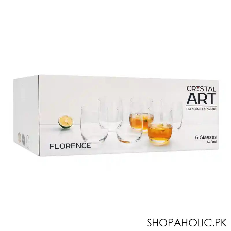 Crystal Art Glassware Florence Glass Set, 6 Piece, 340ml FLG34 - Image 2