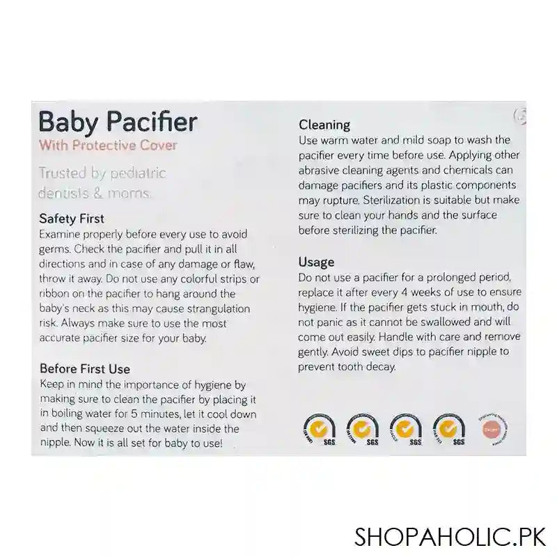 Cuddles Baby Pacifier With Protective Cover, 1 Month+ CBP001/01, Green - Image 2