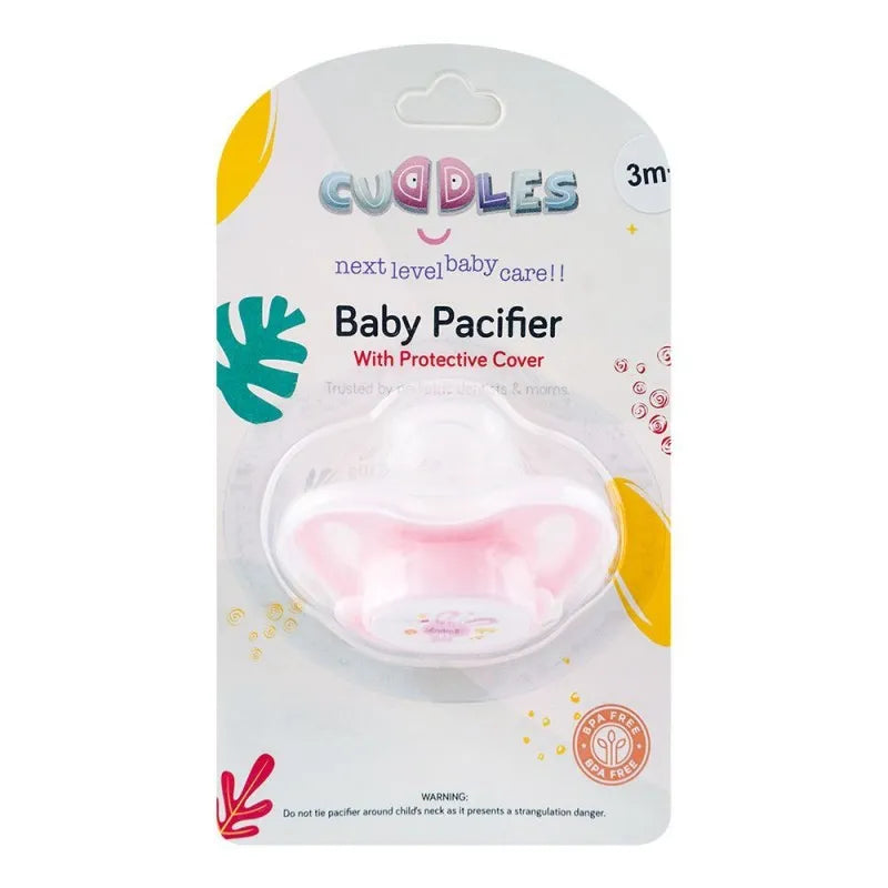 cuddles baby pacifier with protective cover, 1 month+ cbp001/01, pink main image