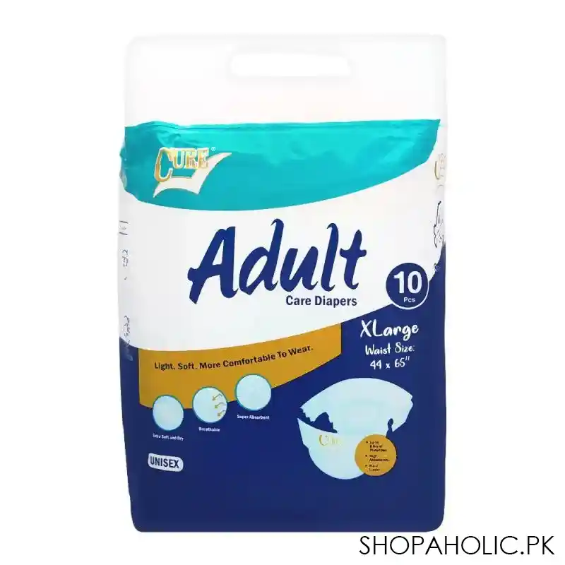 cure adult care diapers, xl, 44x65 inches, 10 pack main image