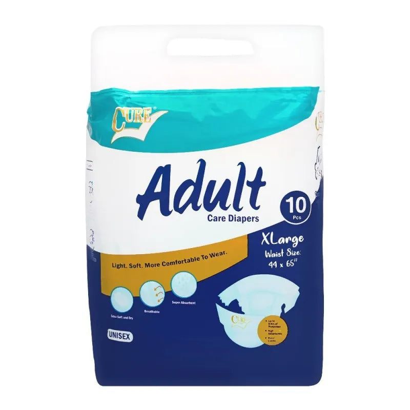 cure adult care diapers, xl, 44x65 inches, 10 pack main image