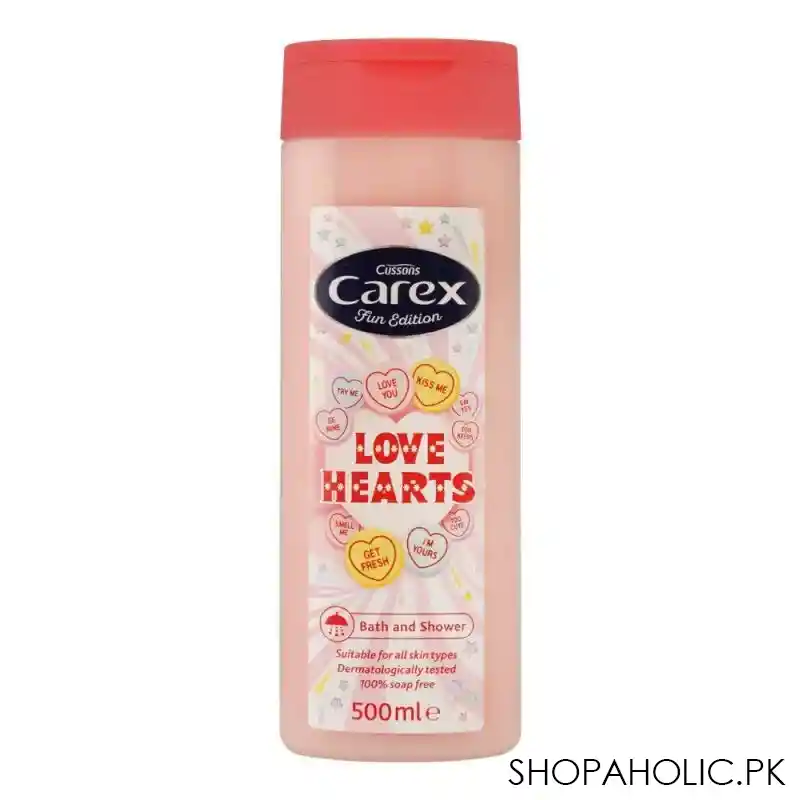 cussons carex love hearts bath and shower gel, 500ml main image