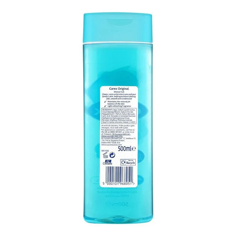 cussons carex original 100% soap free shower gel, 500ml image2