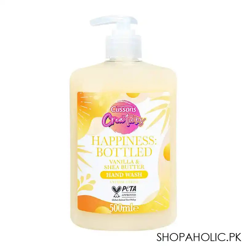 Cussons Creations Happiness Bottled Vanilla & Shea Butter Antibacterial Hand Wash, 500ml - Main Image