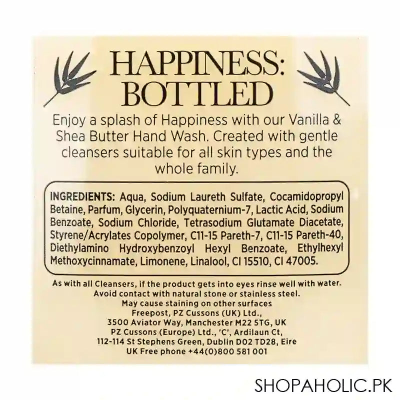 Cussons Creations Happiness Bottled Vanilla & Shea Butter Antibacterial Hand Wash, 500ml - Image 3