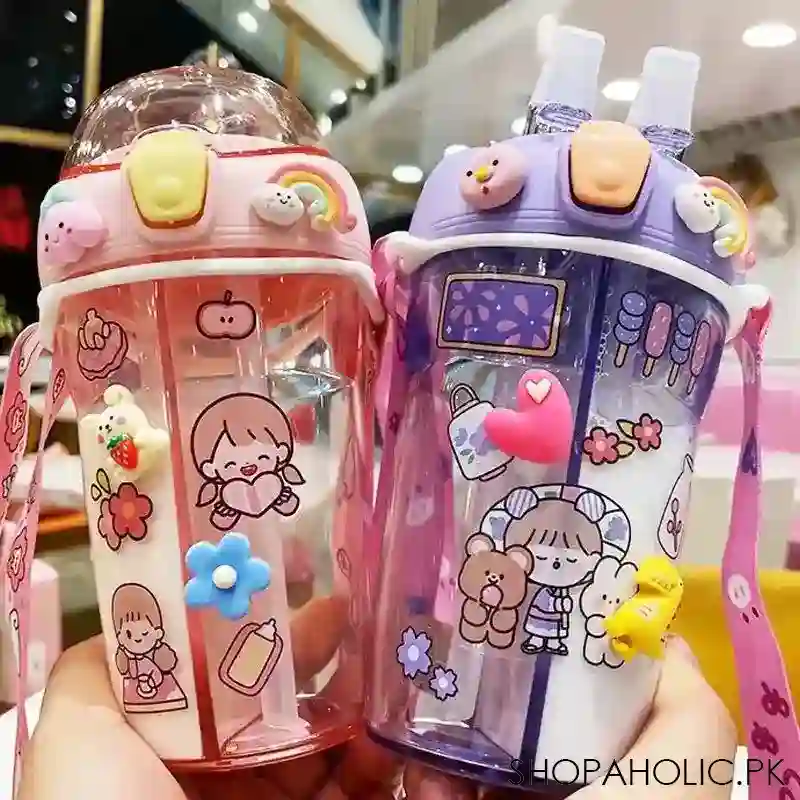 cute double drinking water bottle image2