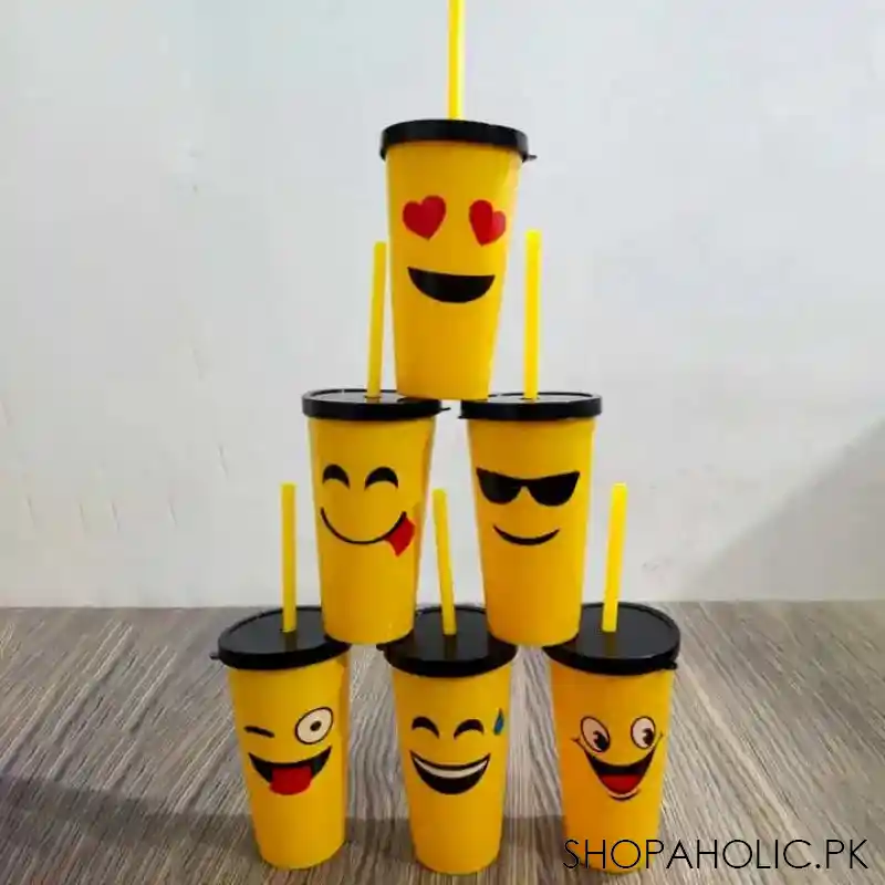 cute emoji straw drinking glass for kids main image