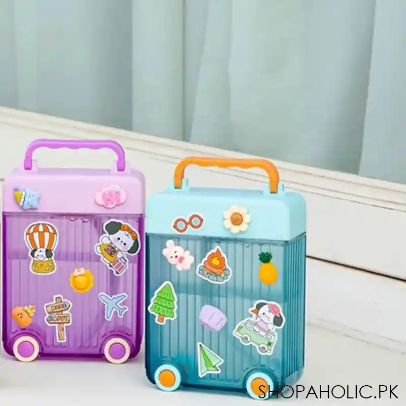 cute suitcase straw water bottle image3