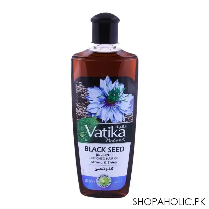 dabur vatika black seed enriched hair oil, strong & shiny 200ml main image