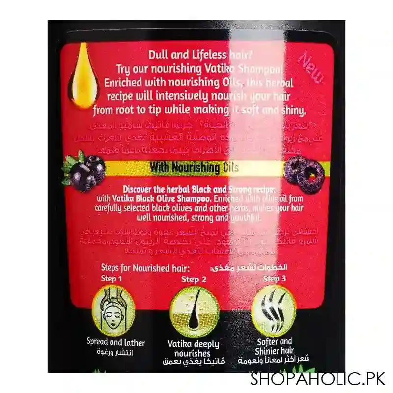 Dabur Vatika Naturals Black Olive Black & Strong Shampoo, For Dull & Weak Hair, 185ml - Image 3