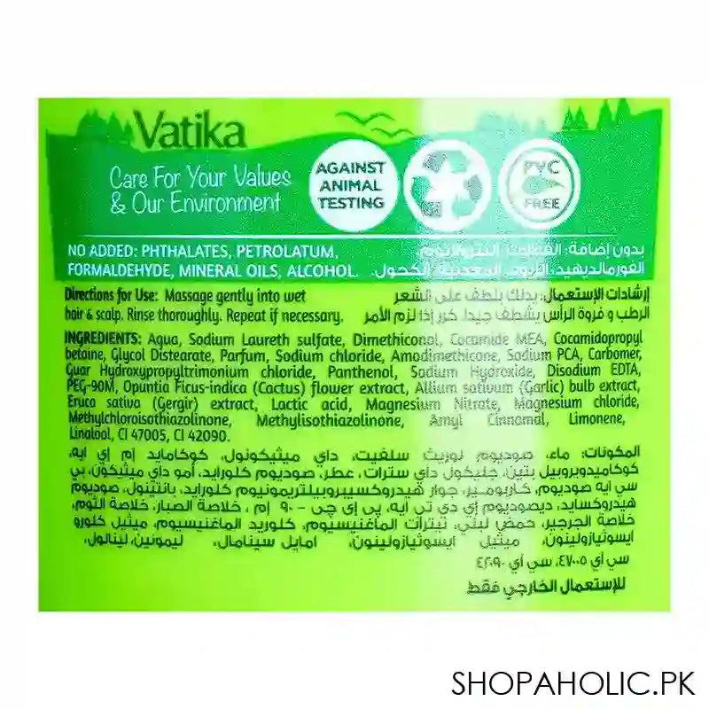 Dabur Vatika Naturals Cactus & Gergir Hairfall Control Shampoo, For Weak Hair, 360ml - Image 2