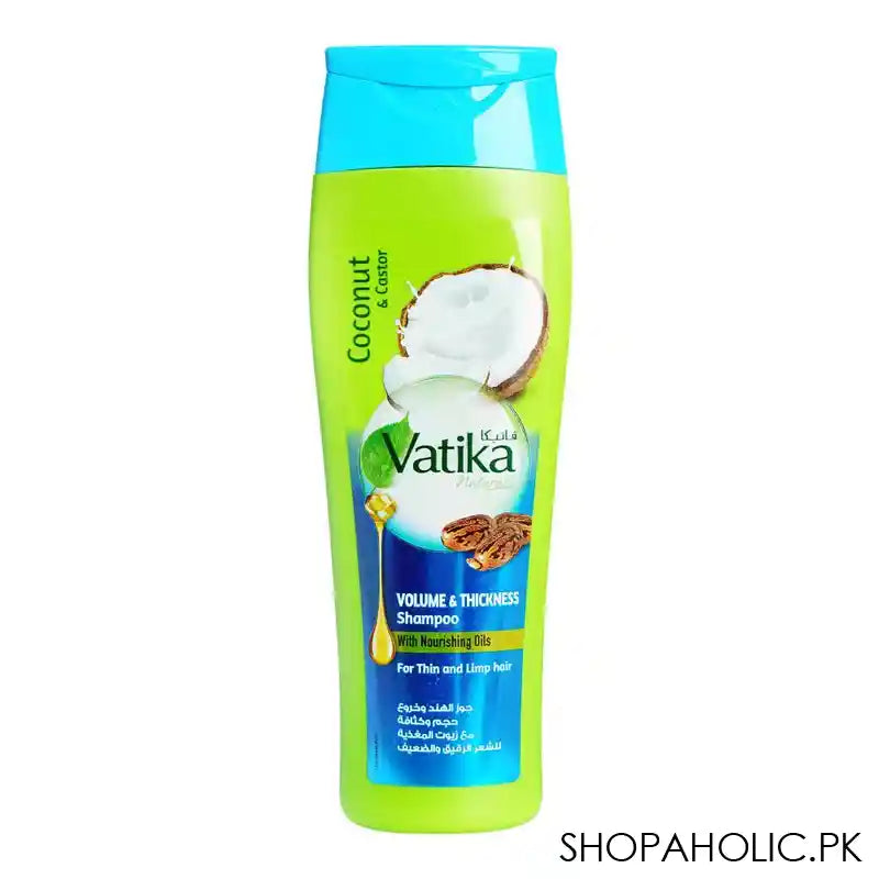 Dabur Vatika Naturals Coconut & Castor Volume And Thickness Shampoo, For Thin & Limp Hair, 185ml - Image 3