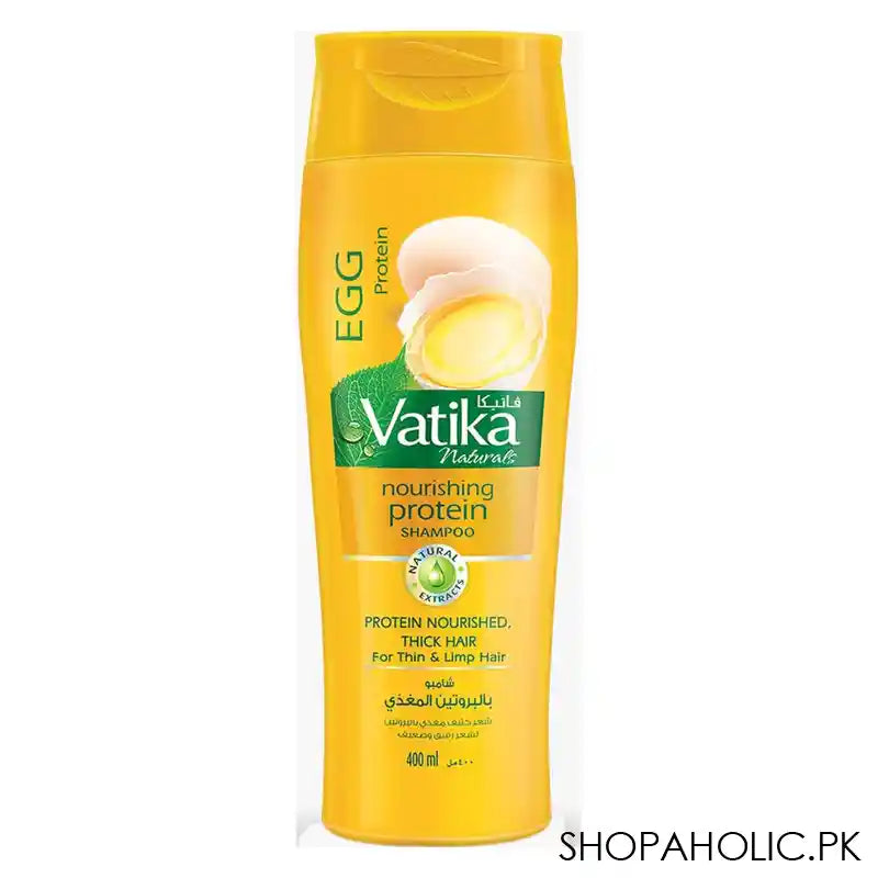 Dabur Vatika Naturals Egg Protein Nourishing Protein Shampoo, For Thin & Limp Hair, 360ml - Main Image