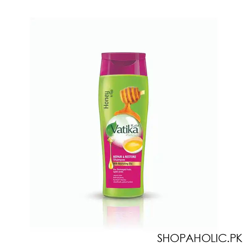 Dabur Vatika Naturals Honey & Egg Repair & Restore Shampoo, For Damaged Hair & Split Ends, 185ml - Main Image