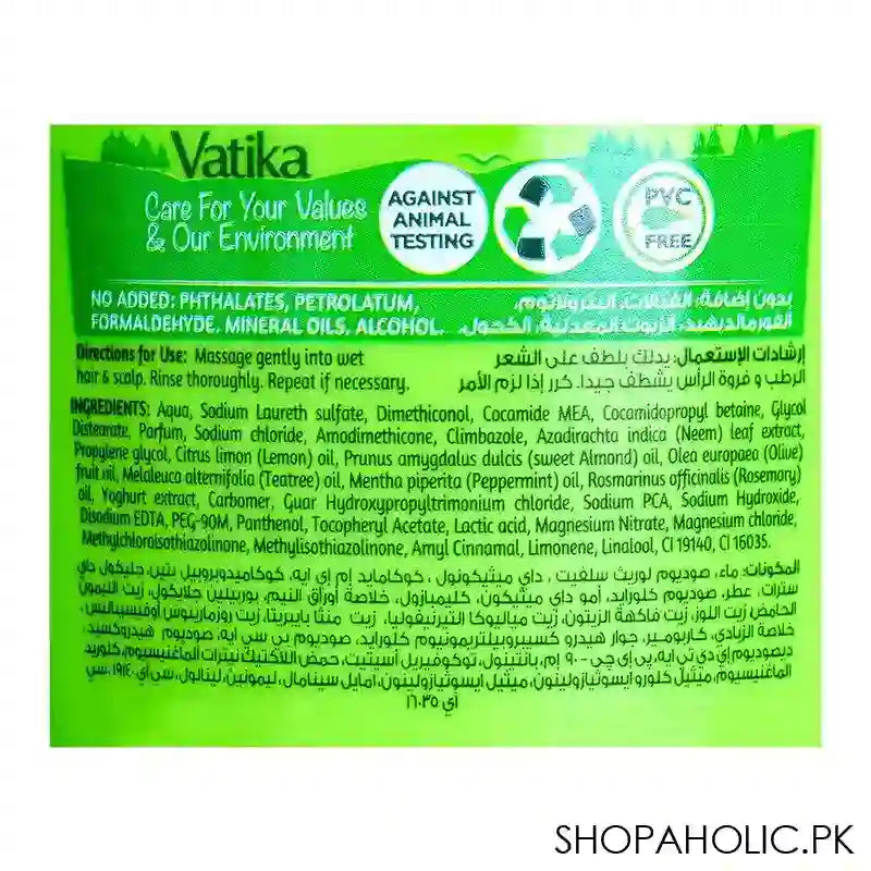 Dabur Vatika Naturals Neem & Lemon Dandruff Guard Shampoo, 360ml - Image 2