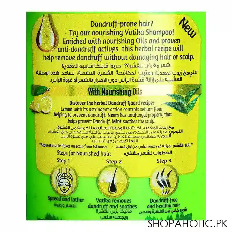 Dabur Vatika Naturals Neem & Lemon Dandruff Guard Shampoo, 360ml - Image 3