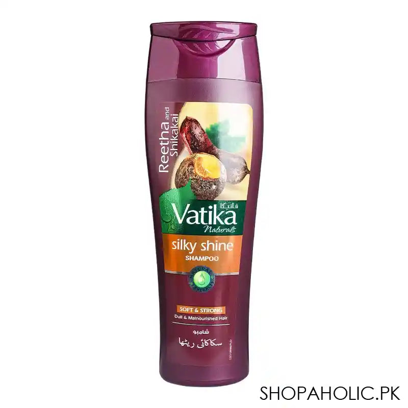 Dabur Vatika Naturals Reetha And Shikakai Silky Shine Shampoo, For Dull & Unmanagable Hair, 185ml - Main Image