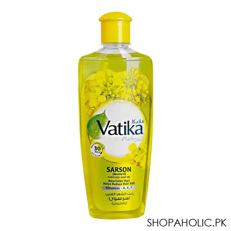 Dabur Vatika Naturals Sarson Nourishes Hair Enriched Hair Oil, 200ml - Image 4