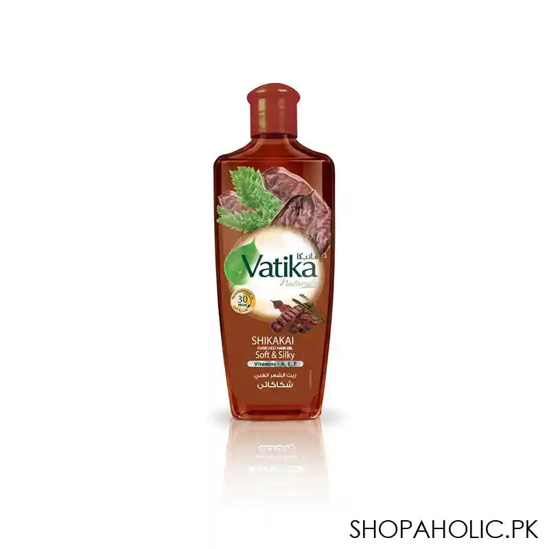 Dabur Vatika Naturals Shikakai Soft & Silky Enriched Hair Oil, Vitamins-A,E,F, 200ml - Main Image