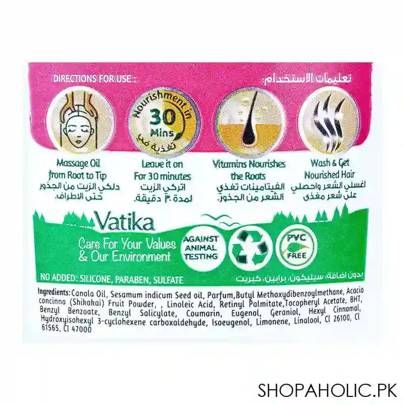 Dabur Vatika Naturals Shikakai Soft & Silky Enriched Hair Oil, Vitamins-A,E,F, 200ml - Image 2