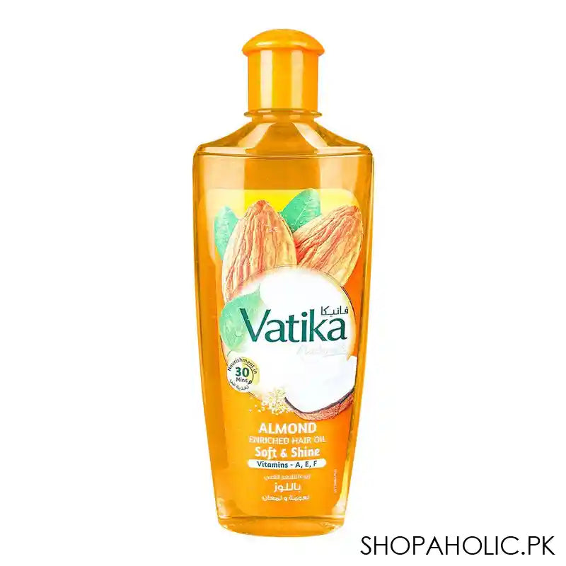 Dabur Vatika Naturals Soft & Shine Almond Enriched Hair Oil, Vitamins-A,E,F, 200ml - Main Image