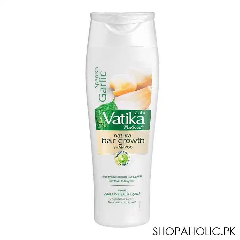 Dabur Vatika Naturals Spanish Garlic Natural Hair Growth Shampoo, For Weak & Falling Hair, 185ml - Main Image