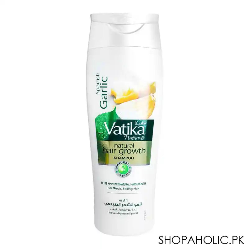 Dabur Vatika Naturals Spanish Garlic Natural Hair Growth Shampoo, For Weak/Falling Hair, 360ml - Main Image