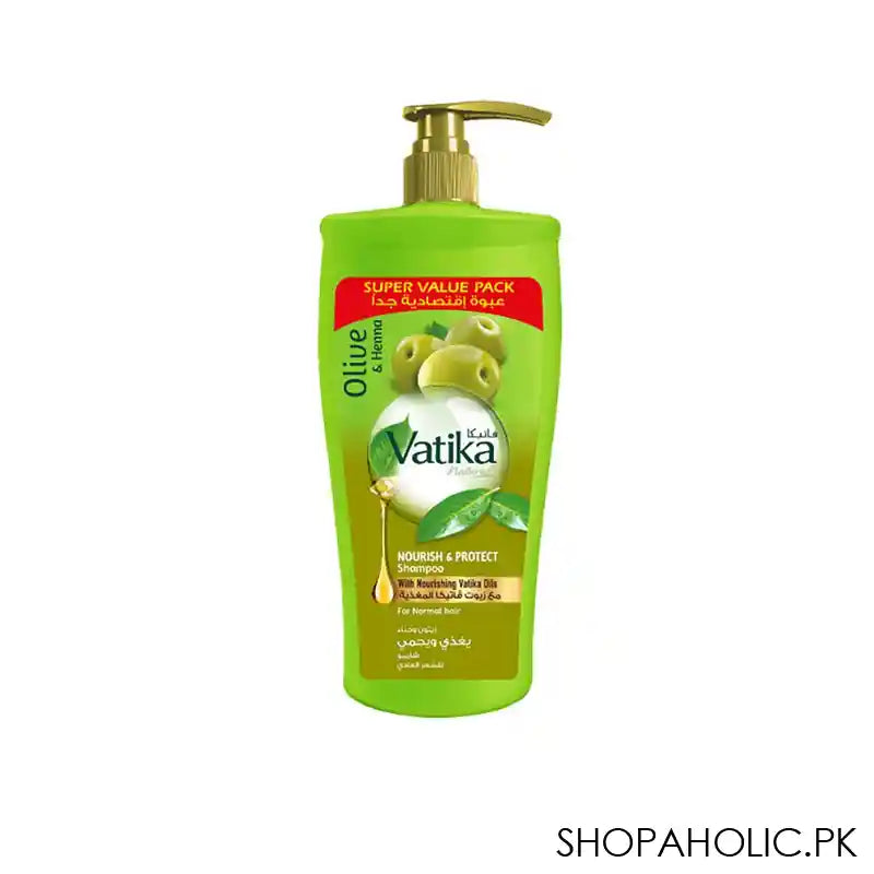 Dabur Vatika Olive And Henna Nourish & Protect Shampoo, For Normal Hair, 650ml - Main Image