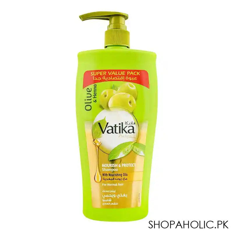 Dabur Vatika Olive And Henna Nourish & Protect Shampoo, For Normal Hair, 650ml - Image 4