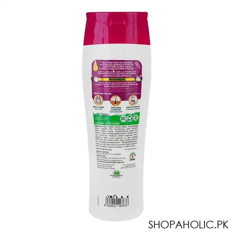 Dabur Vatika Onion Hair Fall Control Shampoo With Nourishing Oils, Scalp Nourishment, 185ml - Image 2