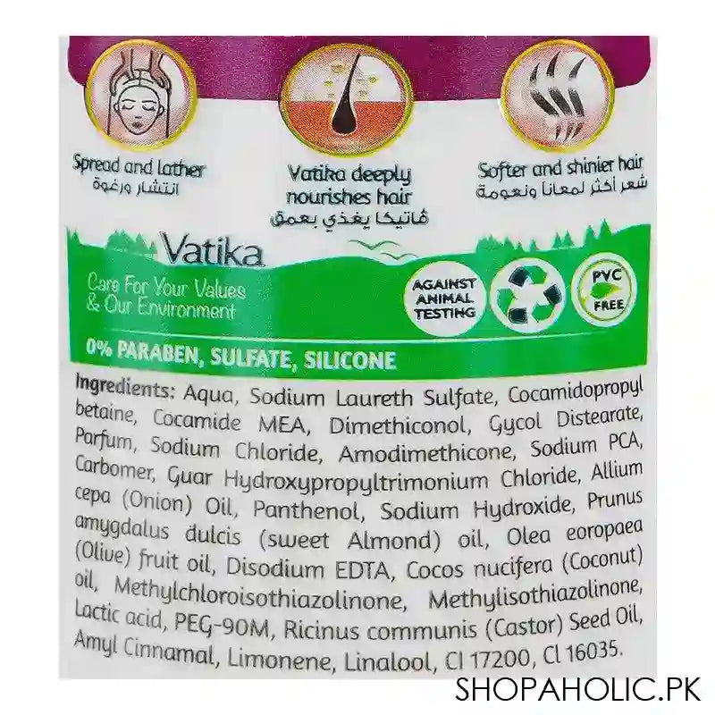 Dabur Vatika Onion Hair Fall Control Shampoo With Nourishing Oils, Scalp Nourishment, 185ml - Image 3