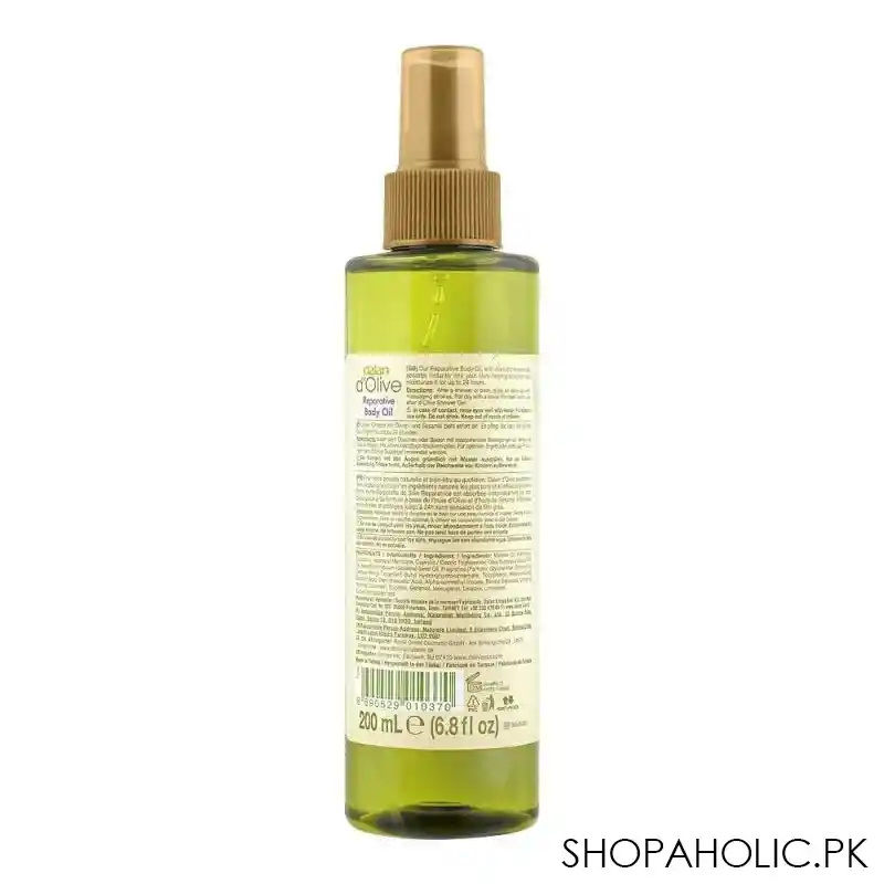 dalan d' olive with pure olive oil reparative body oil, 200ml image2