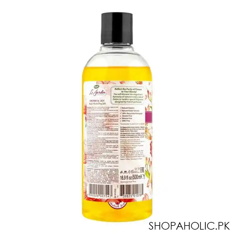 dalan le jardin orchid & lily ultra rich perfumed body wash, alcohol free, 500ml image2