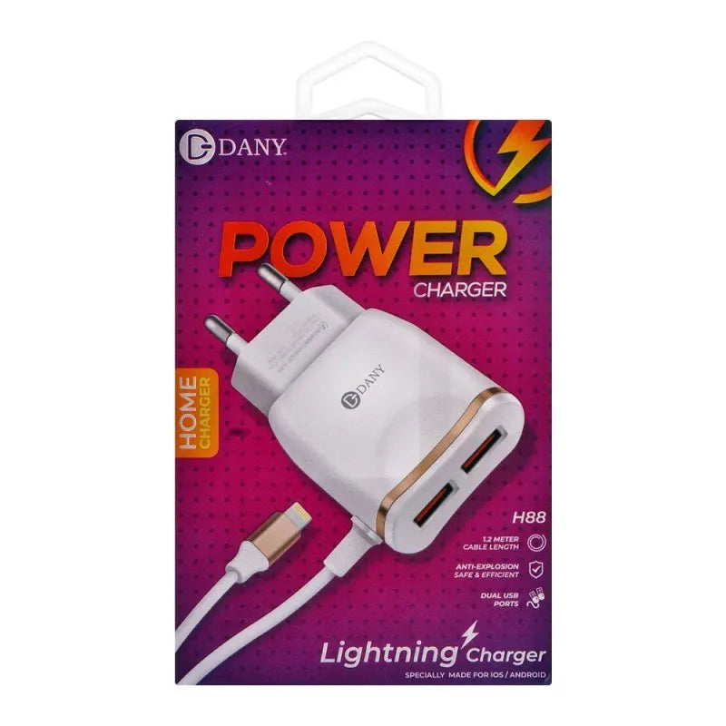 dany 2.0a max output power 1.2 meter cable + lightning charger, h 88 image3