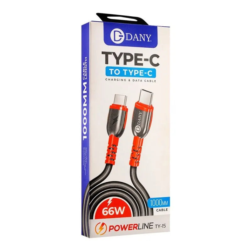 dany powerline type c to type c charging & data cable, ty 15 main image