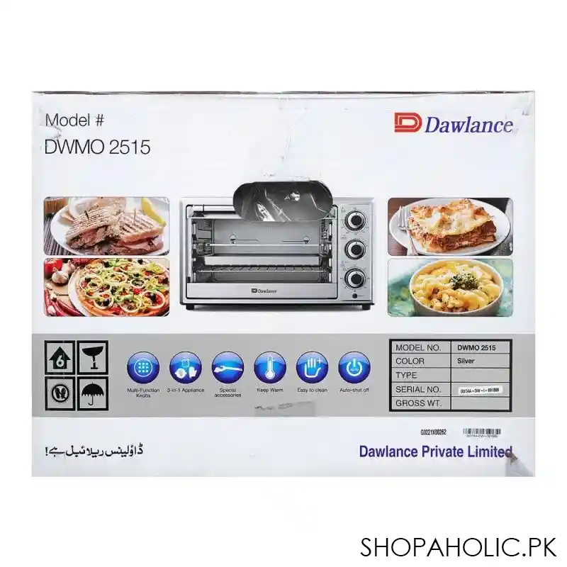 dawlance oven toaster, 25 liters, silver, dwot 2515 cr image4