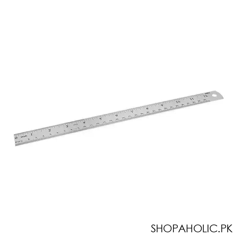 Deli 11.8in Scale Silver Steel Ruler, E8463 - Image 2