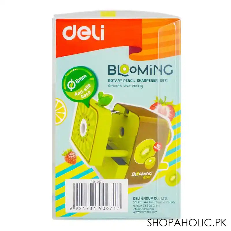 Deli Fruit Shape Rotary Pencil Sharpener, Anti Slip Base, 8mm Lead, Brown, E0671 - Image 2