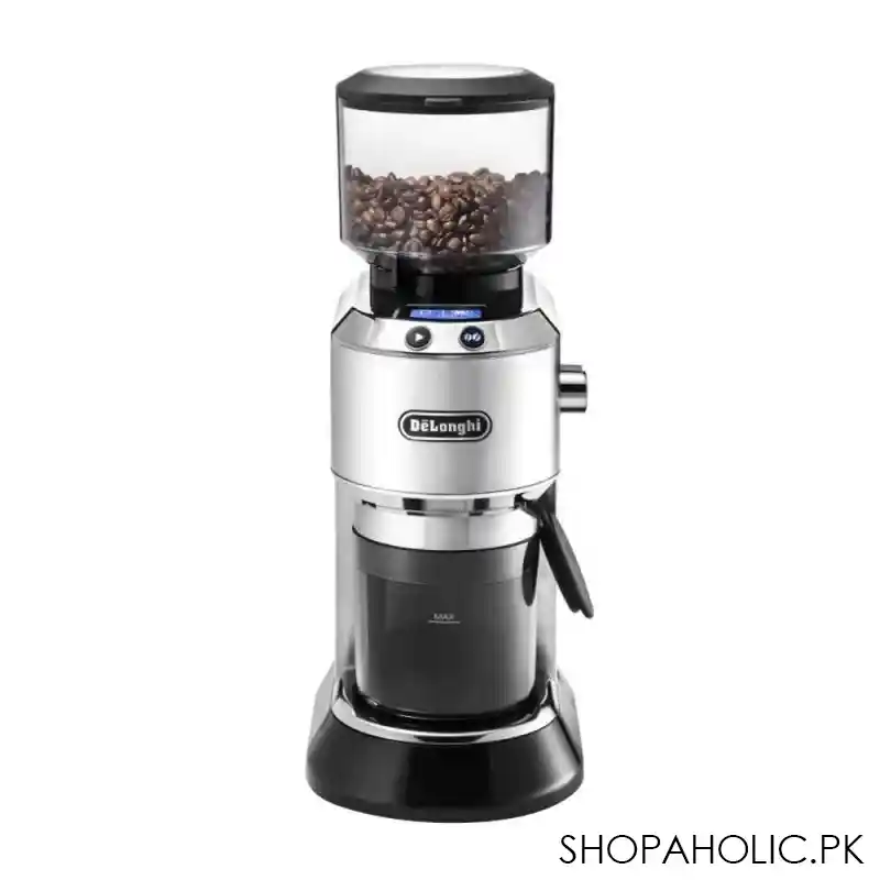 delonghi stainless steel conical burr coffee grinder, kg 521.m main image